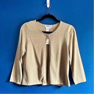 Coldwater Creek Gold Sparkle Shrug Women's Size Small NWT Glitter Cardigan
